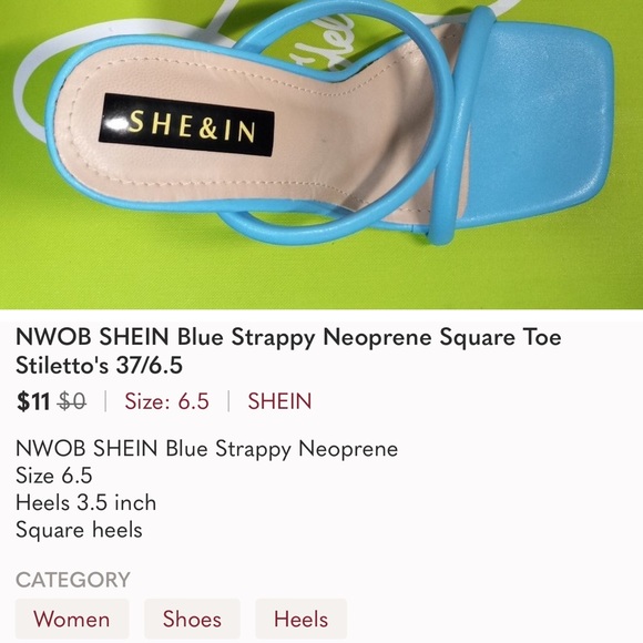 NWOB SHEIN Blue Strappy Neoprene
Size 6.5
Heels 4.0 inch
Square heels - Picture 4 of 5